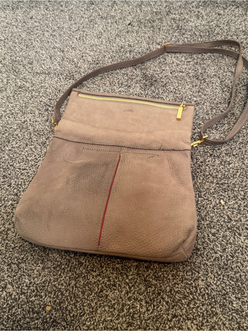 Hammitt VIP Medium Crossbody Bag Pewter Brushed Gold Leather Clutch Purse - Picture 8 of 13